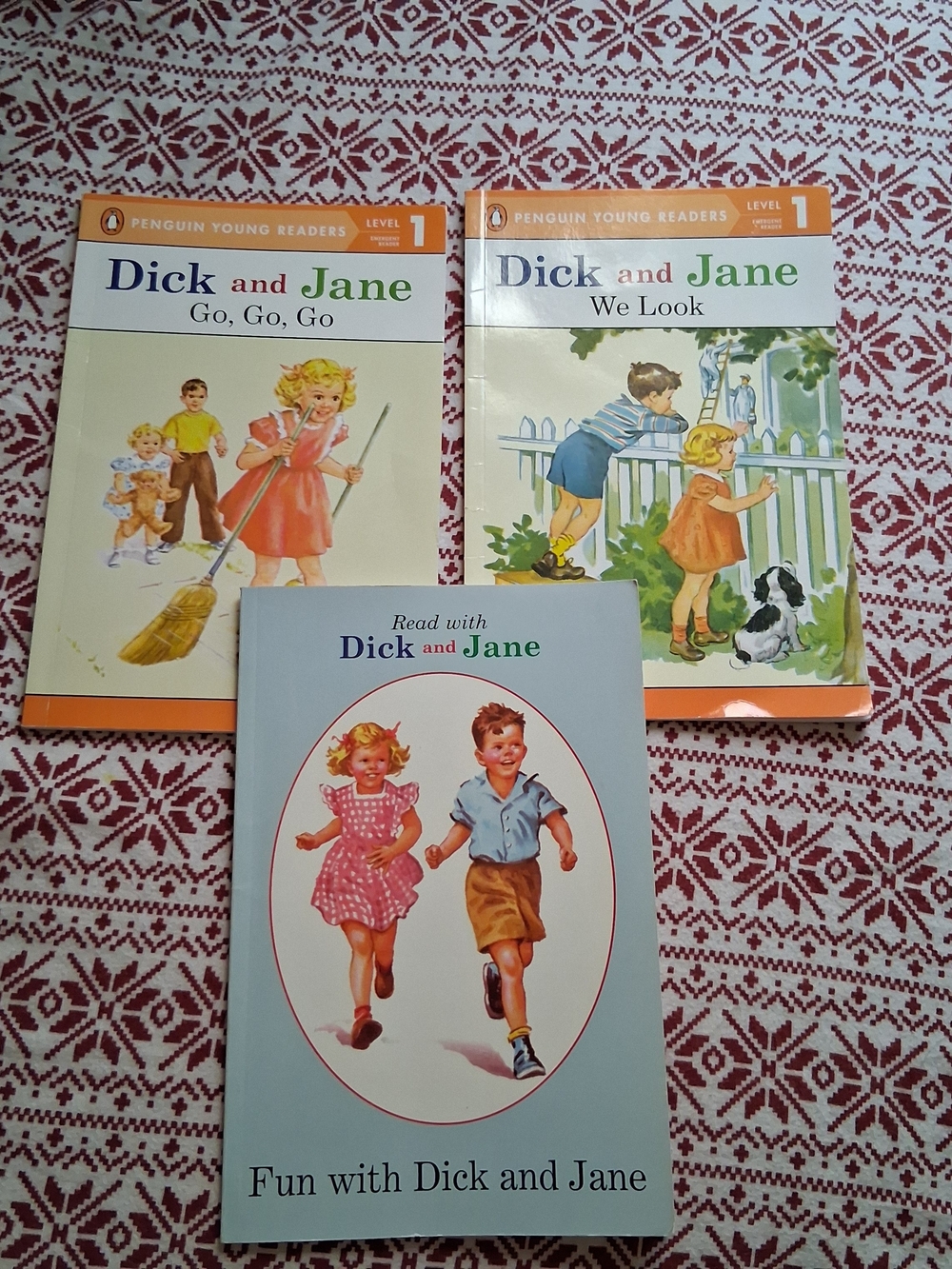 Dick and Jane Kids Book Set - Blue, Orange, White Covers